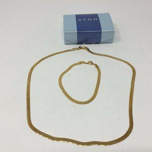 2002 Avon Goldtone Reversible Necklace & Bracelet